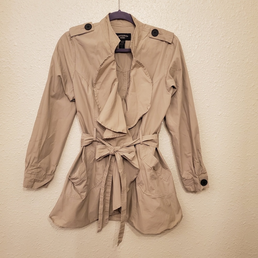 Canyon river blues khaki ruffled coat